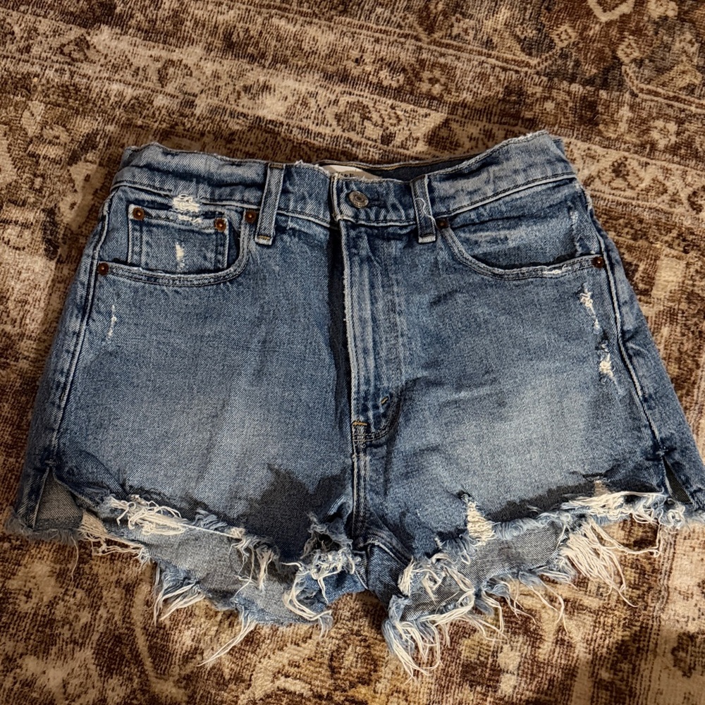 Abercrombie & Fitch Blue Distressed Jean Shorts - Picture 1 of 2